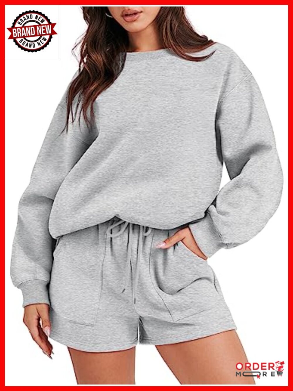 ANRABESS Women 2 Piece Lounge Set Sweatshirt and Shorts